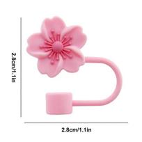 Begonia Flower Straw Cover Caps 10mm Silicone Straw Tips Lids Reusable Dust-Proof Straw Topper for Ice Cup Party Decor rožinė