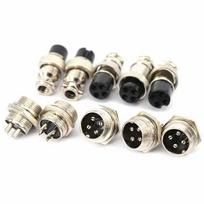 5 vnt. Aviacijos kištukas 4 kontaktų 16 mm GX16-4 Metalinis vyriškas ir moteriškas skydelio jungties lizdas