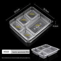 HANDUNYOU Disposable 5-Compartment Meal Prep Containers with Lids, 1050ml, 200 Sets