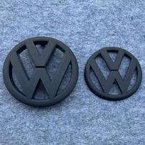 VOLKSWAGEN VW 2026 Naujas 2 vnt. 135 mm 110 mm Automobilio priekinių grotelių ženklelis ir galinės bagažinės dangčio emblema Logotipas Automobilio stilius Golf 6 MK6 2009 matinė juoda spalva