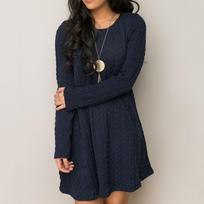 Fashion Women Tight Long Sleeve Color Sexy Sweater Dress M tamsiai mėlyna