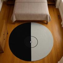 Vinyl Record Round Rug – Black & White CD-Shaped Carpet for Music Lovers, Simple & Versatile Home Decor Diameter 60cm