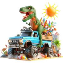 T-Rex Dinozauras Vairuoja Monster Trucką- Sienos Lipdukai Miegamojo Berniuko Kambario Fono Dekoras Freska Gyvūnai Namų Dekoras S490 E-30cm Longest Side blue