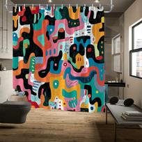Vibrant Abstract Geometric Shower Curtain – Colorful Illusion Art, 72X72In, Modern Bath Decor, Includes Hooks W60H190(CM)-1 Pcs