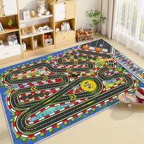 Blue Racing Track Carpet Mat Rug Kids Play Room Home Decoration Car Race Game Floor Mat Non Slip Carpets for Living Room 40x60cm