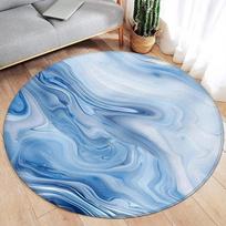 Abstract Marble Round Non-slip Rug Green Ink Pattern Gold Line Texture Flannel Mat Decorative Rug for Living Room and Bedroom 100cm