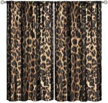 Elegant Leopard Skin Curta Animal Print Design Modern Living Room Decor Bold Fashion Theme Window Treatment 53x116CM-2PC
