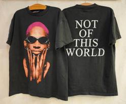 Dennis Rodman Not Of This World Black Vintage XL Single Stitch T-Shirt REPRINT M
