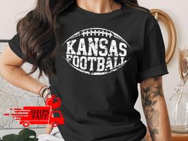 Kansas Football T-Shirt Comfort Colors Distressed Look Unisex Game Day Tee L