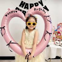 Shicai Pink Heart Balloon, Birthday Scene Decoration Gift, Children's First Birthday Party Photo Props, Bow Tie, Black