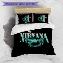 Nirvana Printed 3PCS Bedding Set Soft Breathable Duvet Cover Pillowcases Set Washable Bedroom Decor Home Gift 135cm*200cm