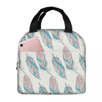 Lunch Bags for Women Kids 80's Style America Feathers Thermal Cooler Portable Picnic Canvas Lunch Box Bento Pouch One Size