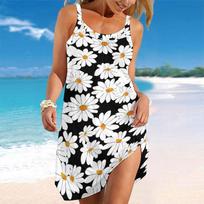 Women's Beach Dress Mini Dress  Sea Turtle  Print Casual Modern Dress Sleeveless Loose Fit Outdoor Daily Summer XS balta