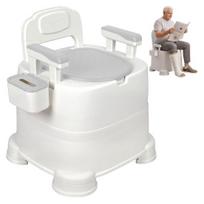 Elderly Toilet with Detachable Armrests Portable Commode Chair Removable Armrest Bucket & Paper Holder 220lbs Capacity Non-Slip Plastic Feet pilka
