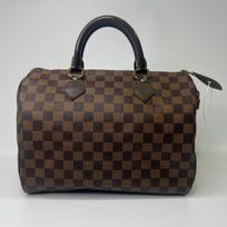 [Pre-Owned] Speedy 30 Checkered Print Canvas And Leather Trim Shoulder Bag - Very Good #KSM804 ONE SIZE