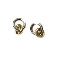 Stainless Steel Vintage Möbius Strip Metal Splice Stud Earrings for Women Men Two Wear way Mix Color Punk Charm Luxury Jewelry