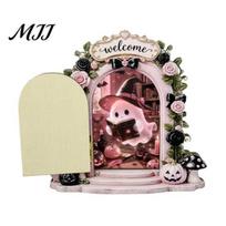 Cute Pink Halloween Display Ghost/Mouse Door Ornaments, Miniature Decoration, Double Festive Pumpkin Home Ornament Layer Arch Wall Corner Decor A