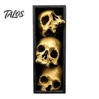 Dark Academia Shelf Accent Skulls Book Nook, Gothic Skull Bookshelf Insert, 3 Tier Stacked Sculpture Fantasy Display with Black Frame, Spooky
