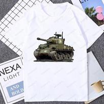 Sherman Tank Military Vehicle Graphic Print T-shirt S