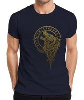 Viking Wolf Norse Fenrir Runes Wolf Head Celtic Gold Unisexs Tshirt S