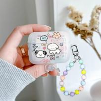 AirPods 4 Case with Dog Sticker, Chain Strap, Apple Earphone Protective Cover for Wireless Bluetooth Headphones, Shockproof Creative Non-Slip Desig