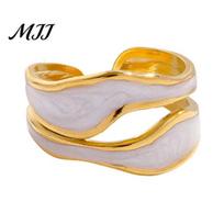 Delicate Minimalist Jewelry Middle Finger Ring Stacking Style Open Adjustable Circle Fine-tuned Size Stainless Steel Texture Band Gift Geometric balta