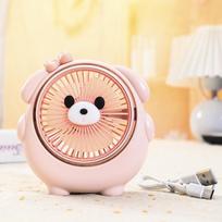 Cartoon Bear Small Fan USB Charging Strong Wind Handheld Mini Portable Convenient Student Desk Children's Strong Wind