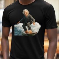 Mens Albert Einstein Surfing Motif Cotton T-Shirt Size XS to 5XL- XXXL