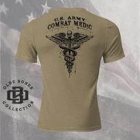 Army Combat Medic Tri-Blend Olive Military T-Shirt M