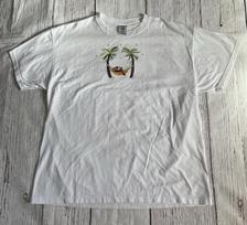 Vintage 90s Jerzees Monkey Banana Hammock Embroidered T Shirt Size XL White XXXL