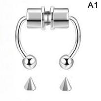 1Pc Nose Ring Reusable Alloy Fake Magnetic False Nose Ring Horseshoes A1