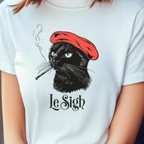 Le Sigh, Hilarious French Cat with a Beret and Ennui, Unisex t-shirt, graphic tee, funny, cat lovers, francophone L