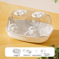 Large Capacity Hamster Cage Detachable 2-Layer Platform Hamster Habitat Ventilation Transparent Hamster Feeding Box