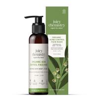 Juicy Chemistry Certified Organic Acne Control Face Wash with Hemp & Tea Tree, 110 ml | Reduces Blackheads | Evens Skin Tone & Restores Glow | Deep
