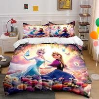 Frozen Princesses Floral Bedding Set Bedding set (1 duvet cover, 2 pillowcases, duvet not included) 135x200cm