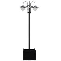 189cm 3-head Solar Lamp Post, Street Light with Planter, Automatic-on, 6 Hour Max Outdoor Ready LED Lighting, Black 60 x 55 x 189 cm juoda