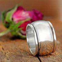 Wide-width Couple's Lucky Copper Finger Ring - Same Style Plain Ring for Both The Index Finger of Men and Women 5 balto aukso spalvos