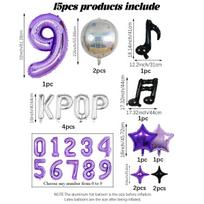 15pcs K-Pop Music Theme Birthday Balloon Decoration Set—Ideal for K-Pop themed birthday parties, social media video backdrops Other