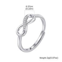 Fine Cubic Zircon Classic Infinity Love Adjustable Ring Silver Geometric Metal Ring for Women Engagement Wedding Jewelry
