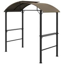 Grill Gazebo, 2 Side Shelves, Hooks, Steel Frame, 1.1 x 2.3m, Khaki 233 x 110 x 235 cm chaki