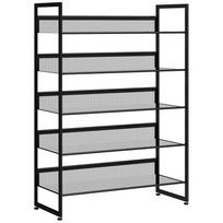 Shoe Rack Shoe Shelf Shoe Stand, 5 Shelves, 72 cm x 30 cm x 102 cm, Black 72 x 30 x 102 cm juoda
