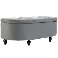 Storage Stool, Storage Chest, Padded, Soft-Close Lid, Velvet Look, 120 x 46 x 42 cm, Dark Gray 120 x 46 x 42 cm tamsiai pilka spalva