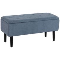 Upholstered Bench with Storage, Storage Chest, Cashmere Look, up to 120 kg, Natural Wood Frame, 95 x 38 x 45 cm, Blue 95 x 38 x 45 cm mėlyna