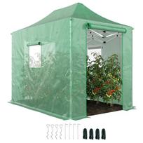 Pop Up Greenhouse approx. 200x300x270 cm Foldable Foil Greenhouse with Gable Roof, Zip Doors and Windows 295 x 200 x 270 cm žalia