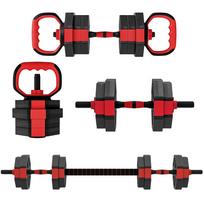 6-in-1 Dumbbell Set Dumbbell Set Dumbbells Barbells Adjustable 15 KG for Strength Training at Home 100 x 18 x 18 cm raudona