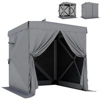 Gazebo 1.85x1.85m Waterproof Sturdy Winter-proof Pop-up Folding Gazebo with 4 Mesh Side Panels Bag, UV 30+ 185 x 185 x 205 cm tamsiai pilka spalva