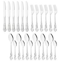 24Pcs Luxury Kitchen Tableware Set Vintage Dinnerware Stainless Steel Western Cutlery Set Rainbow Knife Spoon Fork Flatware Set sidabras