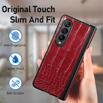 Neslystantis prabangus krokodilo odos plonas dėklas, skirtas Samsung Galaxy Z Fold4 Fold3 Fold 4 5g Zfold4 Fold 3 Fashion Phone Bag for Samsung Z Fold 3 raudona