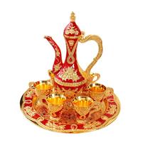 Vintage Style Turkish Coffee Pot Set Turkish Teapot Tea Serving Set for Home Wedding Living Room Dining Table Wedding Gift Red