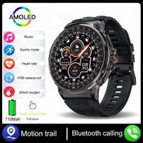 2025 Naujas 1,85 colio Ultra HD AMOLED išmanusis laikrodis vyrams GPS Bluetooth skambutis 710 mAh baterija 400+ ciferblatų Fitnesas Sportas Fitneso išmanusis laikrodis silicone belt juoda
